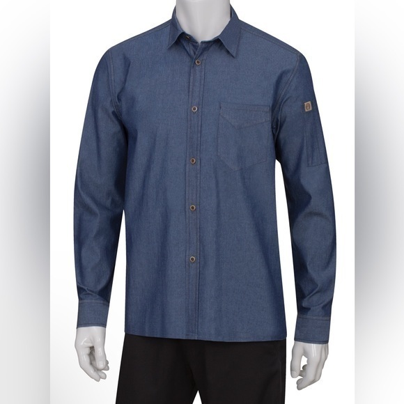 Chef Works Urban Collection Detroit Long-Sleeve Denim Shirt - Men’s Size Small - Picture 1 of 7